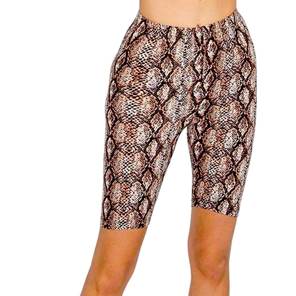 Zenana Python Snake Print Bike Shots Women Color Brown Size L